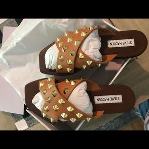Steve Madden Spiked Cognac Sandals
